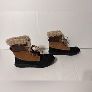 UGG SN 101436K brown suede Baxter leather boots winter snow youth size 4